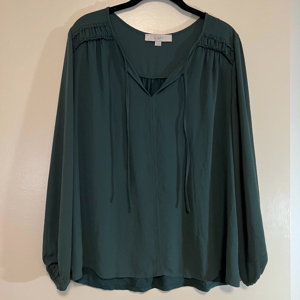 LOFT Forest Green Long Sleeve Work Top